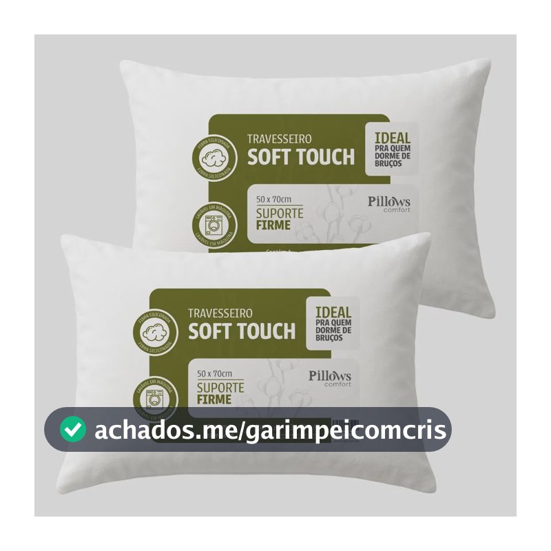 Kit 2 Travesseiros Antialérgico Soft Coton 50x70cm Branco