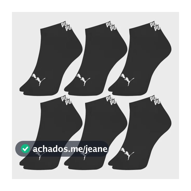 6 Pares Meias Puma Original Cano Baixo Curto Soquete Algodão