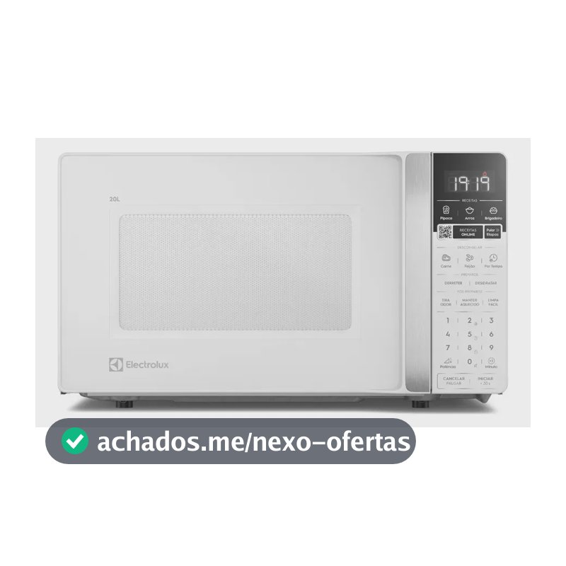 Micro-ondas Electrolux Efficient 20L Branco Função Descongelar e Receitas Pré-Programadas (ME20B)