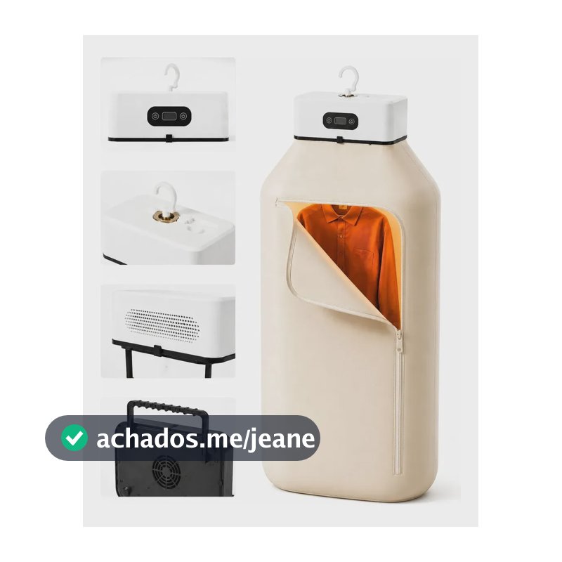 Secador De Roupas Elétrico Portátil Suspenso Cortina Branco + Bege 220v