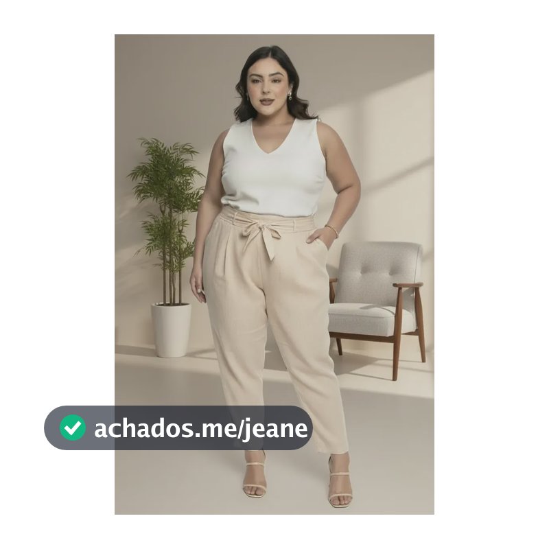 Calça Clochard Feminina Com Cinto Plus Size Casual Cru G1