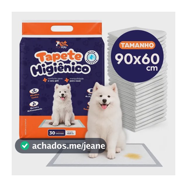 Tapete Higiênico Pet 30 Unidades 90x60 Descartável Cão Gato