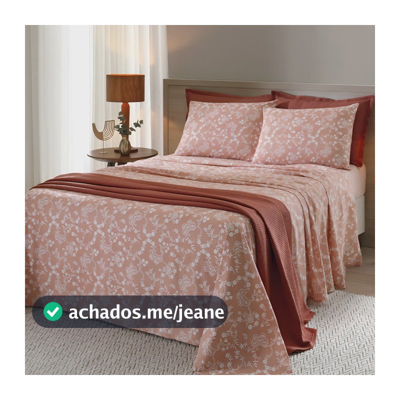 Jogo De Cama Queen Lençol Com Elástico 100% Algodão 4 Peças Percal 130 Fios 158x198x35cm Dohler