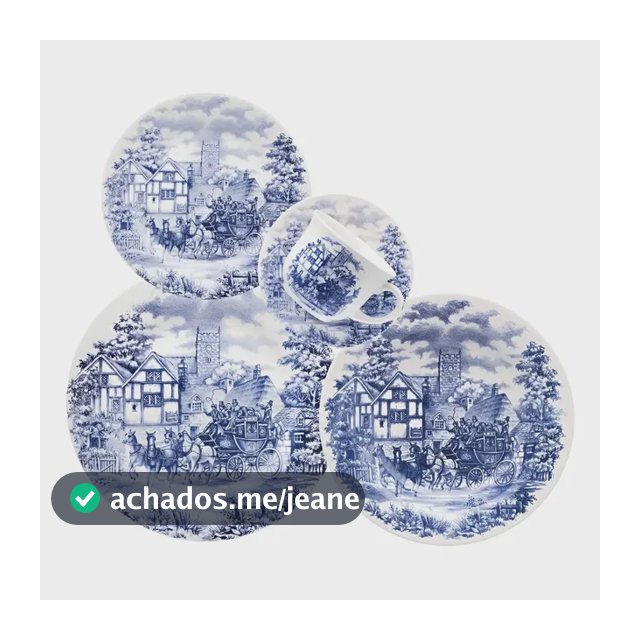 Biona Aparelho De Jantar E Chá 30 Peças Donna Cena Inglesa Cor Azul Azul E Off White Colonial
