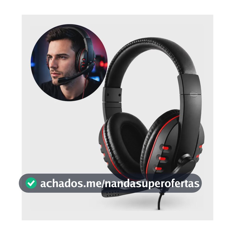 Headset Gamer Com Fio Mageon Vermelho Com Microfone Ajustável
