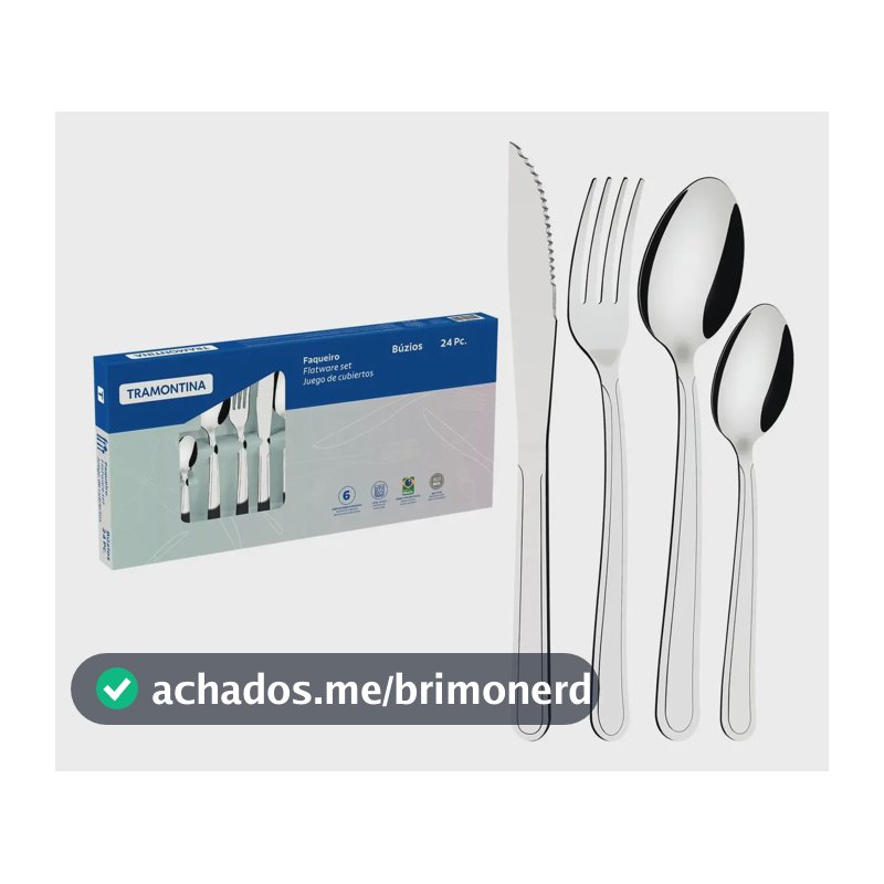 Jogo De Talheres Faqueiro 24pcs Búzios Aço Inox Tramontina Inox