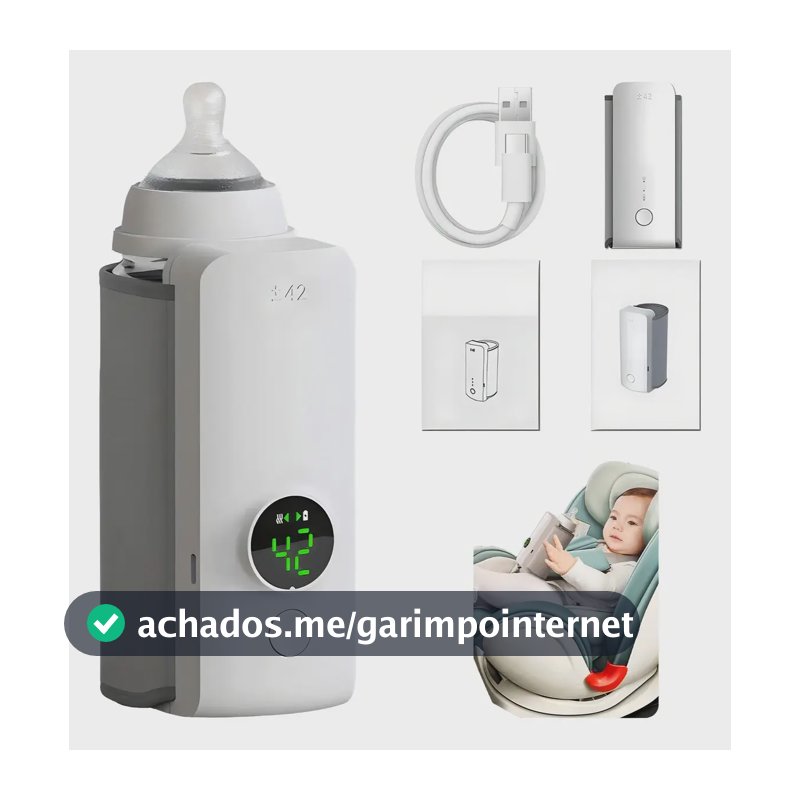 Aquecedor de Mamadeira Epsilon Sem Fio Recarregável com Visor LCD