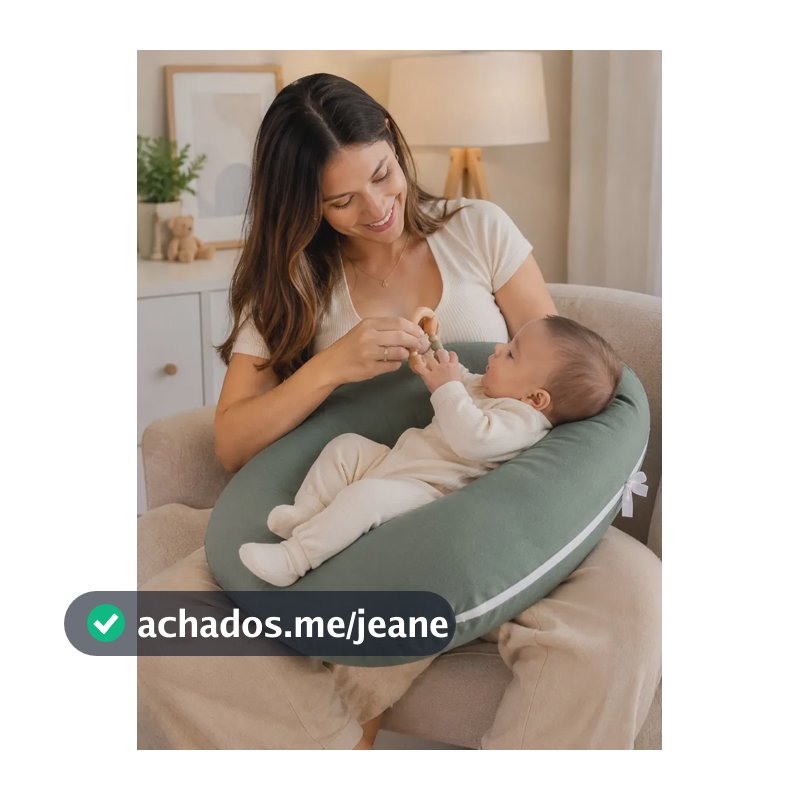 Almofada Amamentação Bebê Estampada Macia 100% Algodão Zíper Verde-escuro