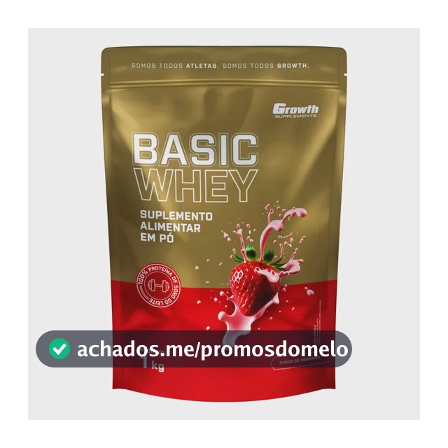 Basic Whey 1kg Growth Supplements Morango