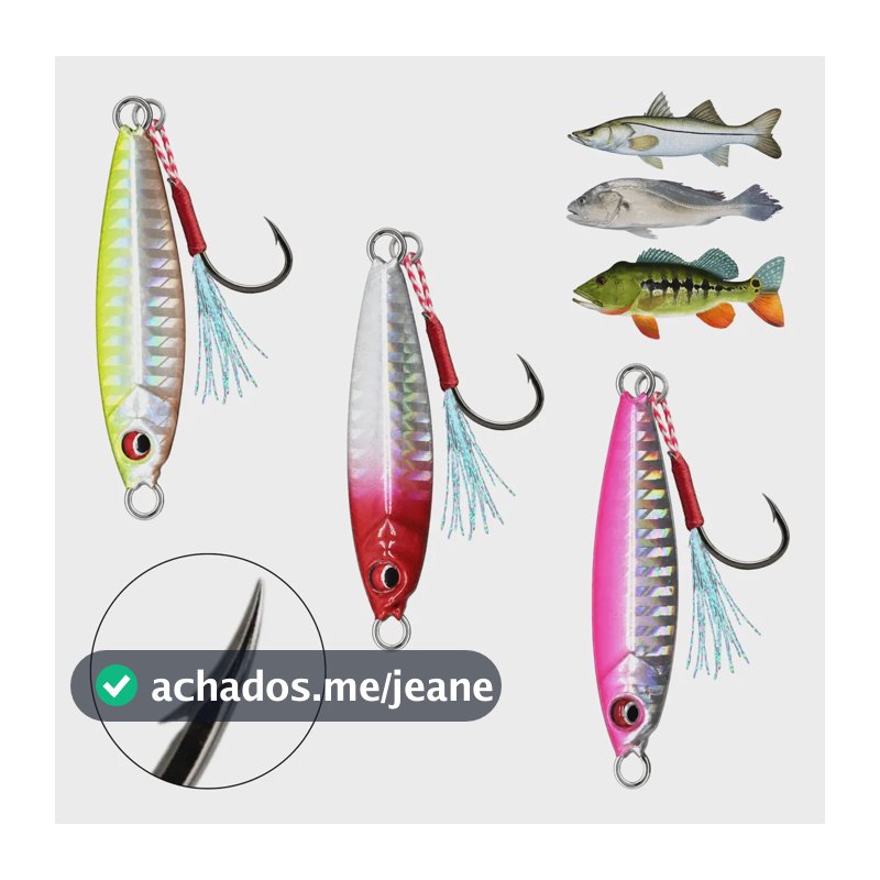 3un Kit Micro Jig + Suporte Hook Isca Artificial Jumping Jig 7gr Slim