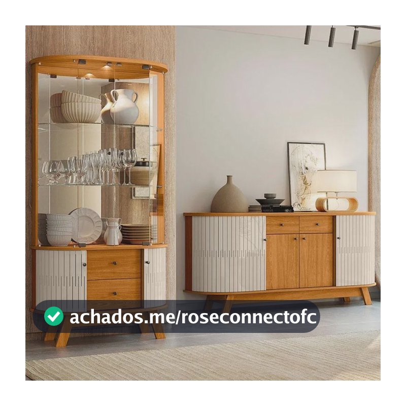 Aparador Para Sala Buffet Ambiente Mônaco E Cristaleira Moss