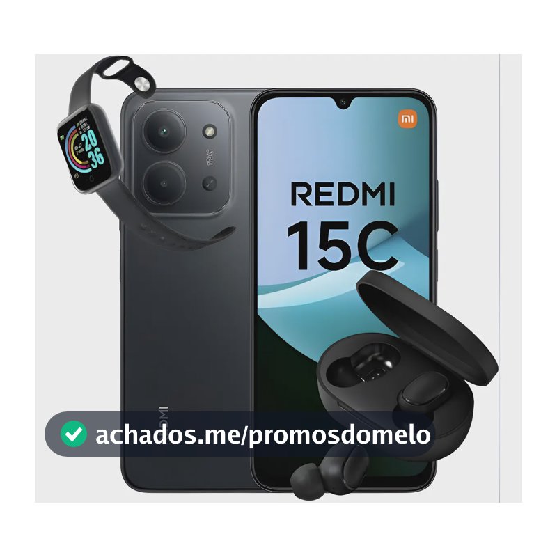 Xiaomi Redmi 15c 256gb 8gb Ram + Brinde Fone E Relogio Preto