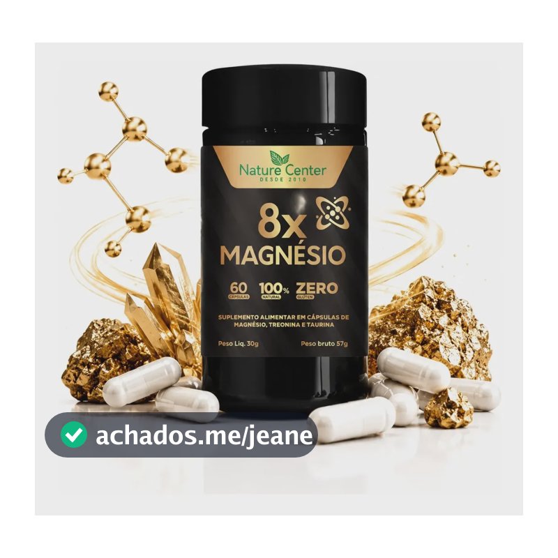 8x Magnésio Suplemento Alimentar Academia  60 Capsulas Sem Sabor