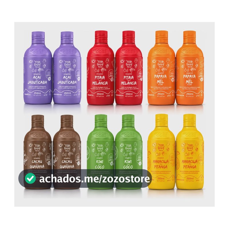 Shampoo Condicionador Top Fruit Dance Vegano Frutas Naturais Maracujá Com Pitanga