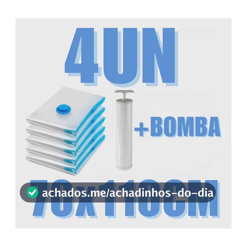 Kit 4 Saco A Vacuo Magnow G Viagem Roupa 70x110cm + Bomba De Vácuo