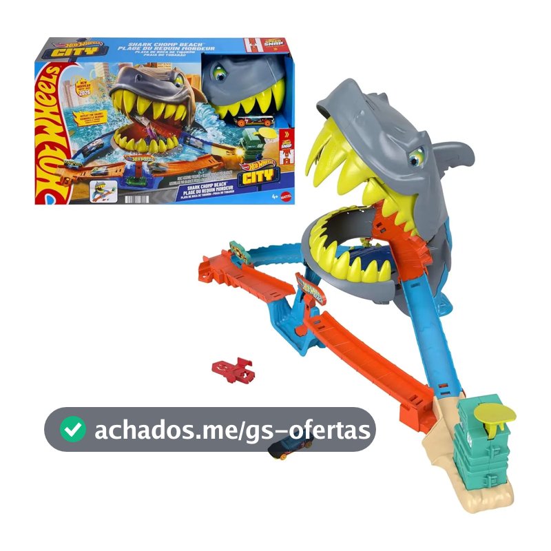 Hot Wheels Pista City Shark Chompbeach Praia Tubarão