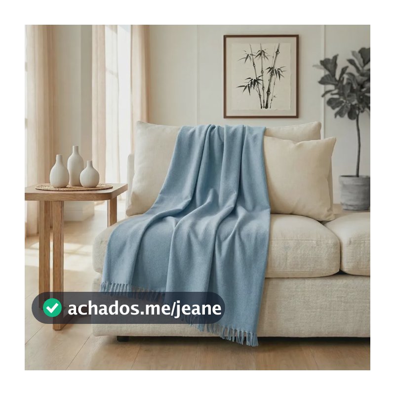 Manta Para Sofá  300 X 180 Super Grande Decorativa Luxuosa Azul Bebê Liso