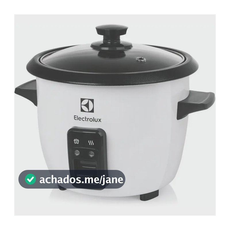 Panela Elétrica Electrolux vapor arroz capacidade 1,3L 7 xícaras manter aquecido panela removível antiaderente tampa vidro RCB50 branca por Rita Lobo