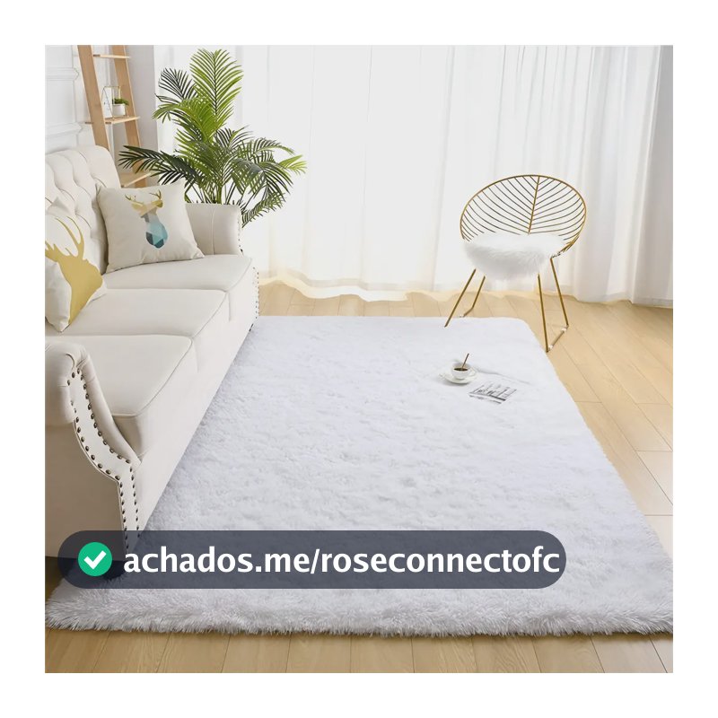 Tapete 2x1,5 Sala Peludo Quarto Cores Variadas Cor Branco Desenho Do Tecido Pelo Alto