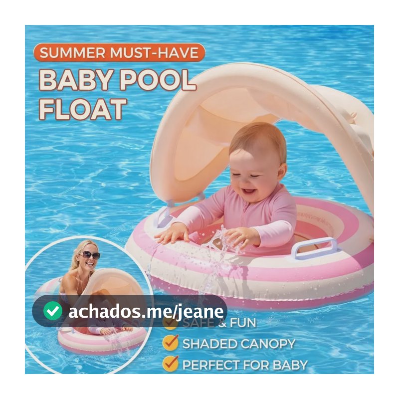 Boia Infantil Inflável Com Cobertura Solar Para Piscina Com Rosa-pálido