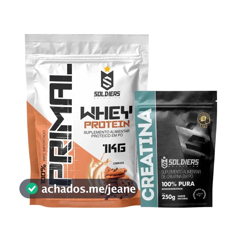Kit: Whey Primal 1kg + Creatina 250g - Soldiers Nutrition Cookies