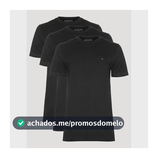 Kit Camisetas Tommy Hilfiger Masculina Essential Preta 3un