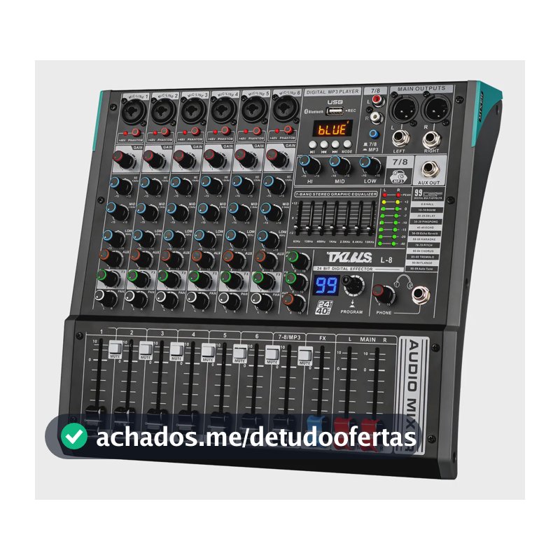 Mesa De Som Tklbls L-8 8 Canais Bluetooth Efeitos 110-240v