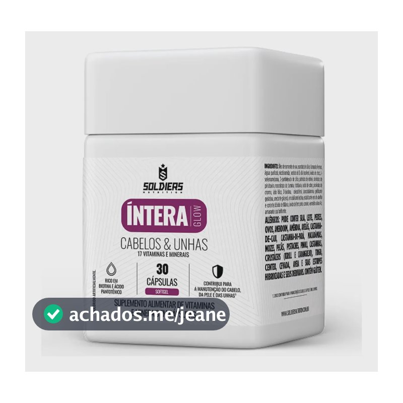 Vitaminas Cabelo e Unhas 30 caps com Biotina e Zinco Softgel Íntera - Soldiers