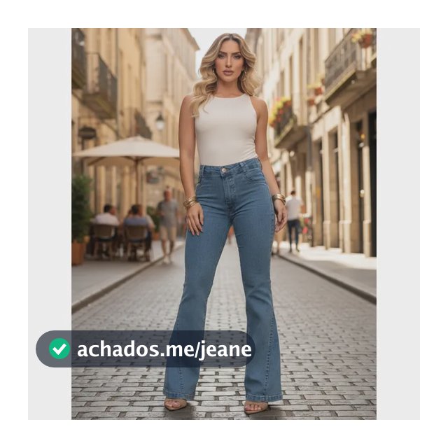 Calça Jeans Feminina Country Flare Cós Alto Com Elastano