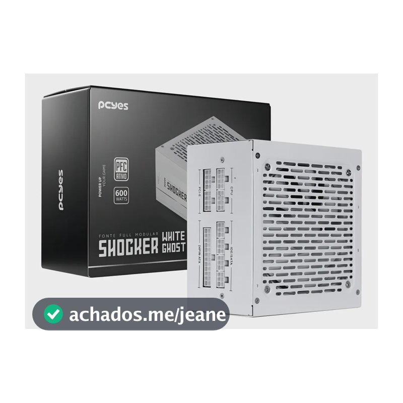 Fonte Gamer Pcyes Shocker Full Modular 600w 80 Plus White - Branco