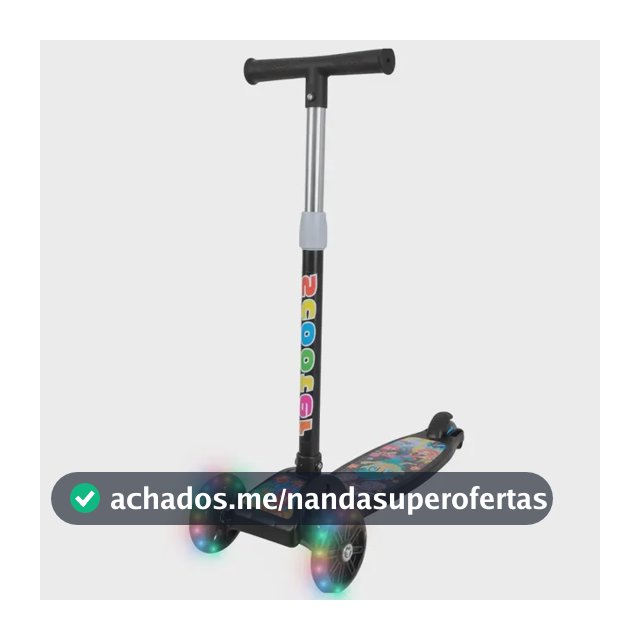 Patinete Infantil 3 Rodas Com Led Dobrável Menino Menina Preto