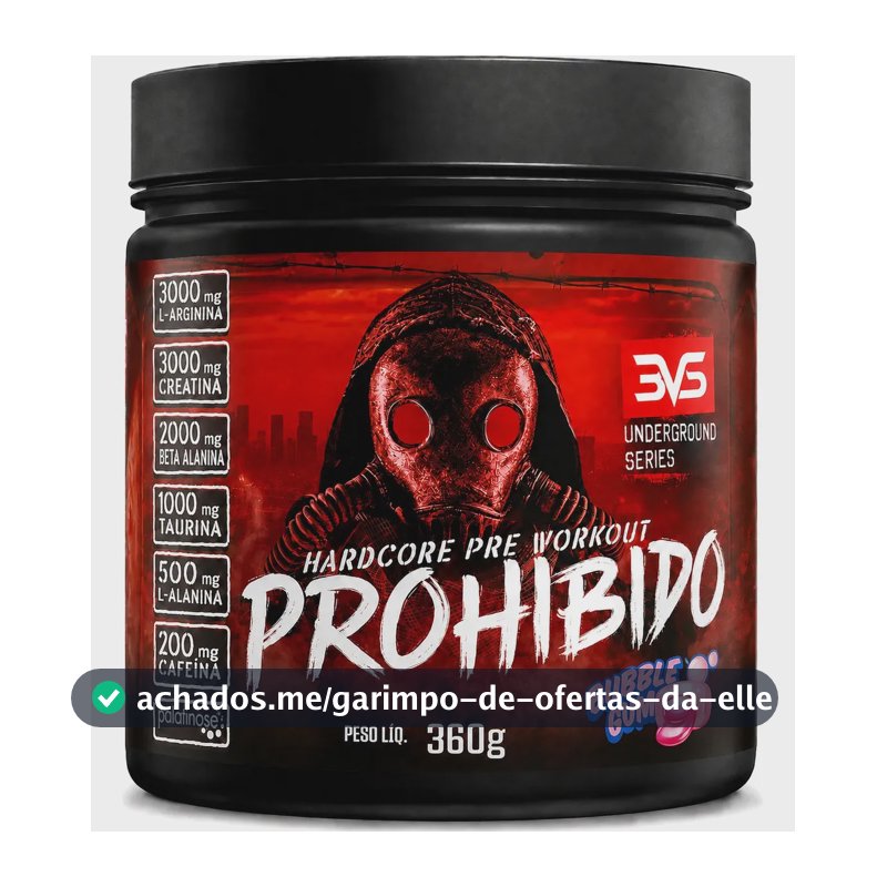 Prohibido Pré Treino 360g - Sabor Bubble Gum - A Combinação Perfeita De 8 Ingredientes Que Proporcionam Energia Do Início Ao Fim Do Seu Treino