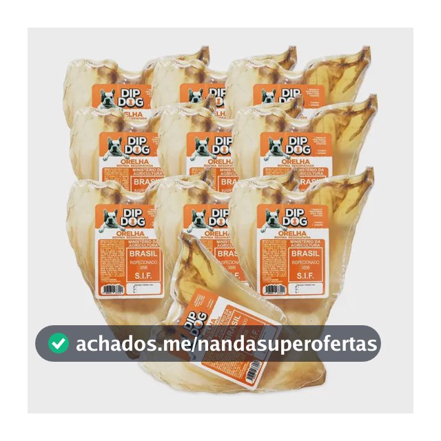 Kit 10 Mordedores Orelha Bovina Natural Pra Cachorro Dip Dog Natural