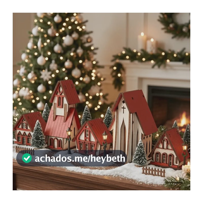 Vila De Natal Com Igreja Decoração Natalina Envio Rápido Vermelho