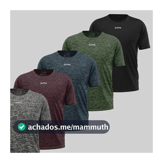 Kit 5 Camisetas Dry Essential Alpha Masculina