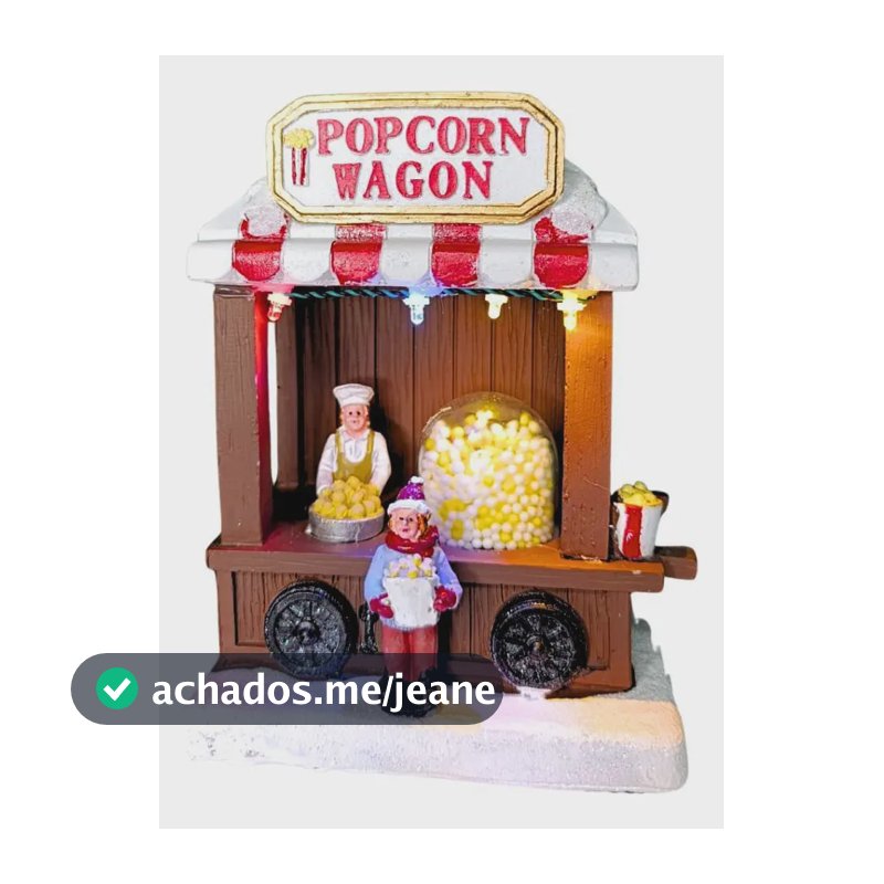 Cenario Natalino Com Luz E Movimento Carrinho De Pipoca  Marrom