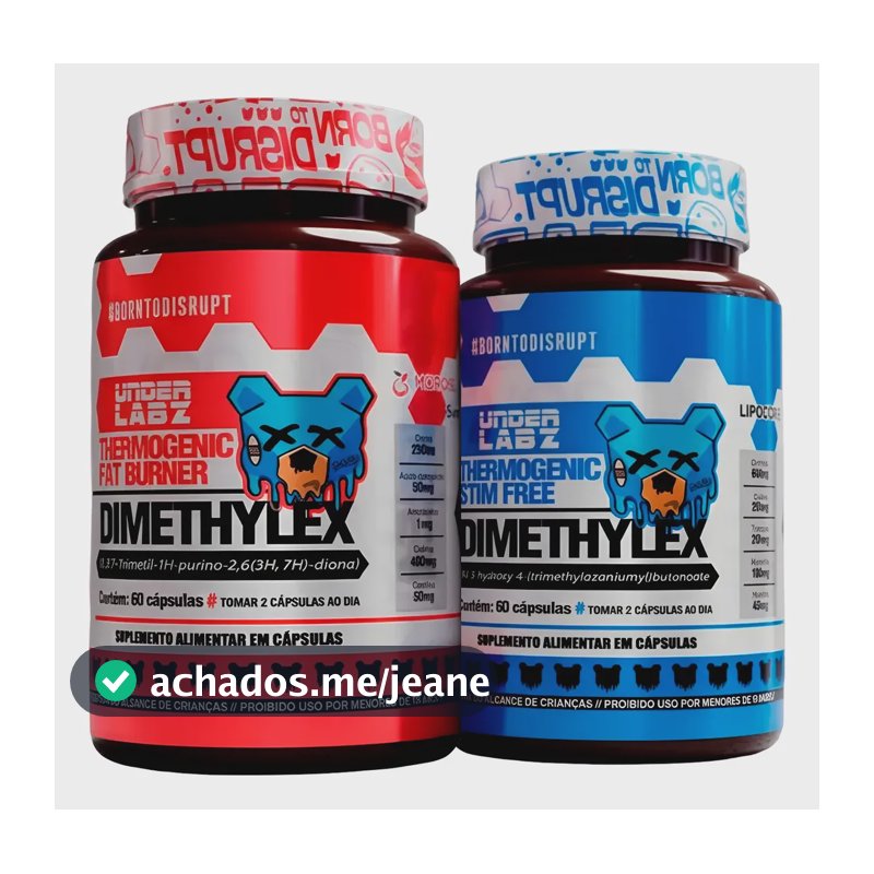 Kit Dimethylex Under Labz Original + Stim Free Sem Cafeína 60 Capsulas Cada