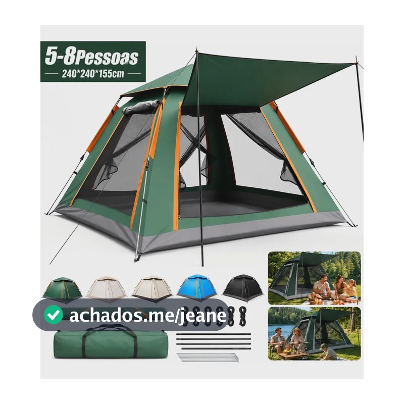 aweshine Barraca Automática Camping 5-8 Pessoas Grande Impermeável UPF 50+ Ventilação Uv Verde 240240155cm
