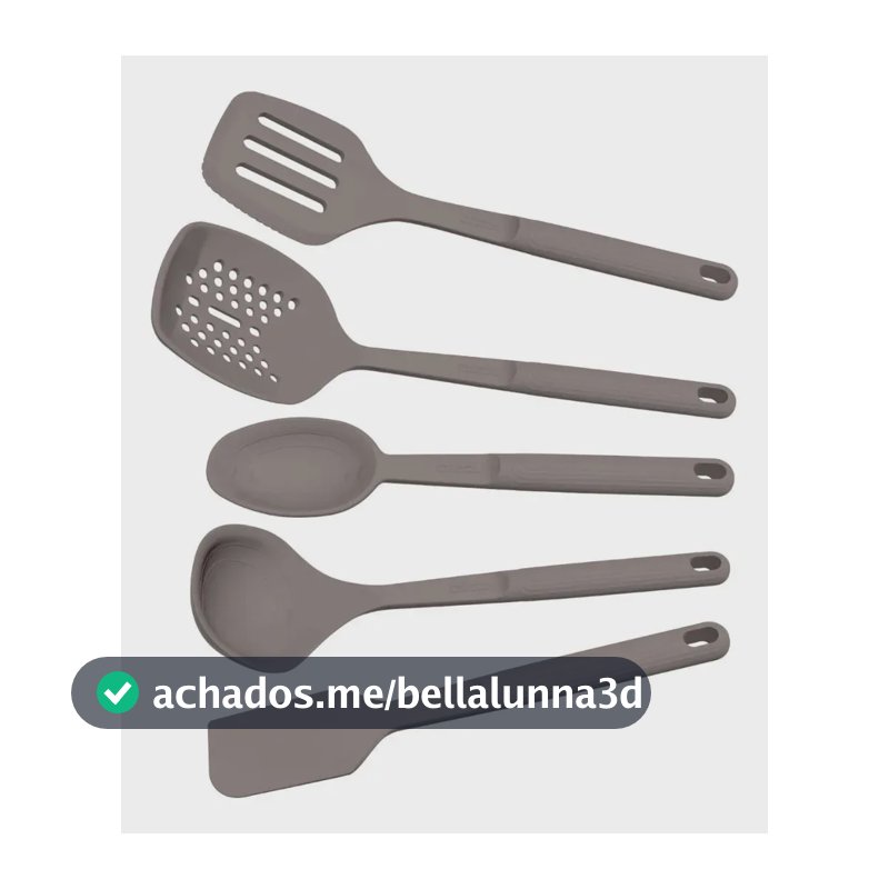 Jogo De Utensílios Tramontina Softta Silicone Cinza 5 Peças Cinza