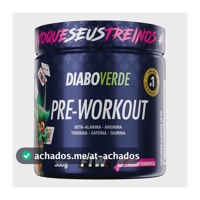Pré Treino Pre Workout Diabo Verde Pote 300g Sabor Bala De Framboesa Ftw