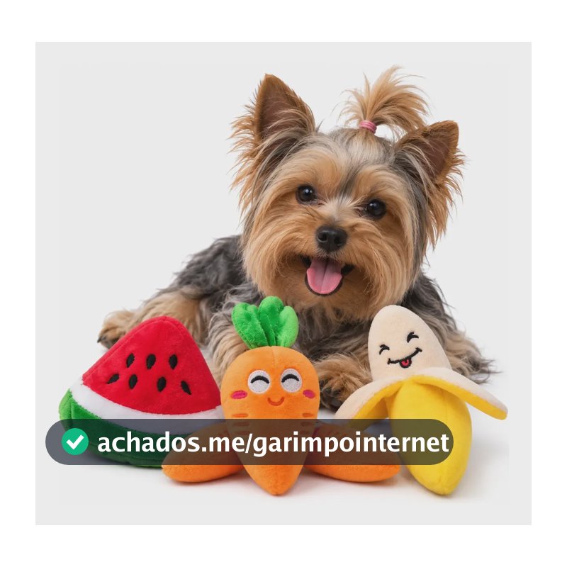 Kit 3 Pelucia Brinquedo Pet Pequenos Com Som Banana Cenoura