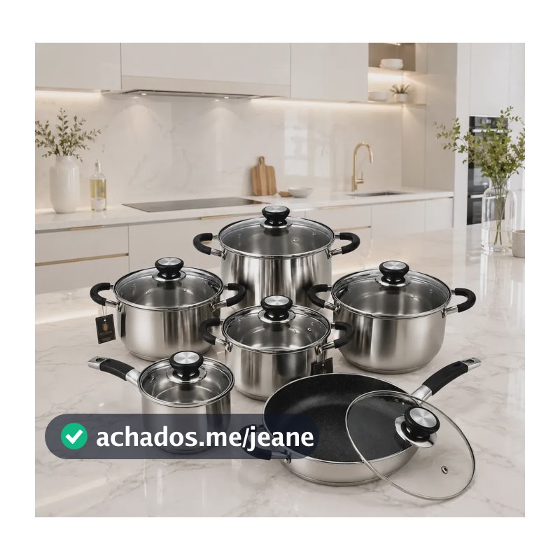 Conjunto Panelas Francesas Genebra 12 Peças Inox E Vidro Prata/vidro