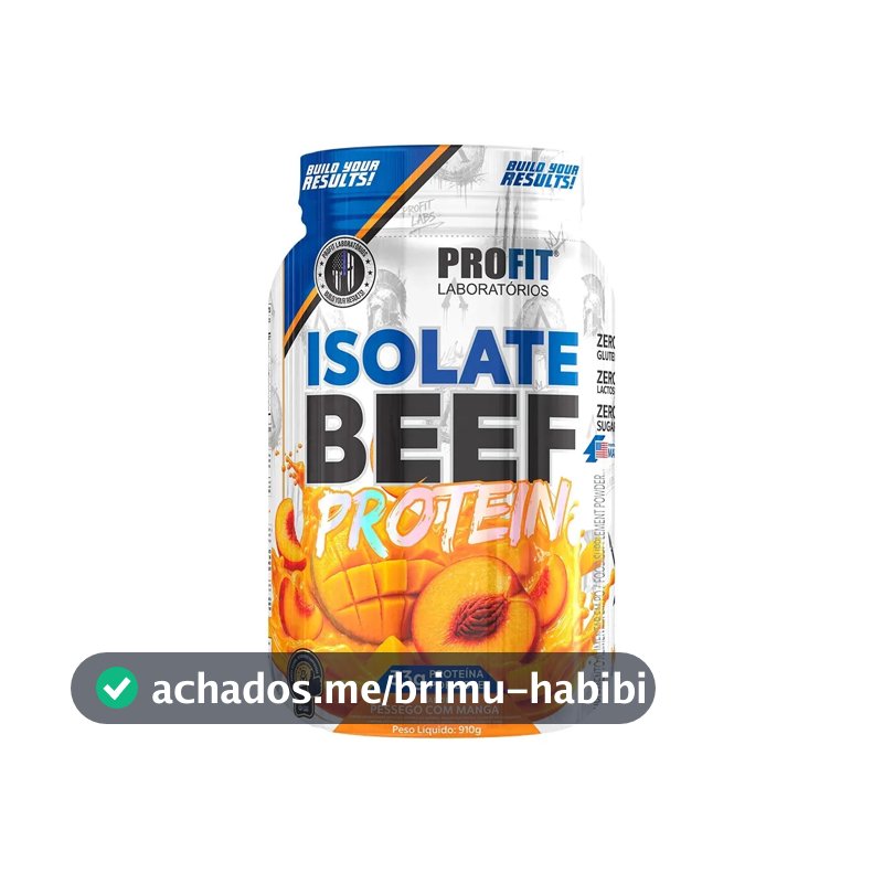 Whey Isolate Beef Protein Proteína da Carne Pêssego Com Manga 910g Profit Labs