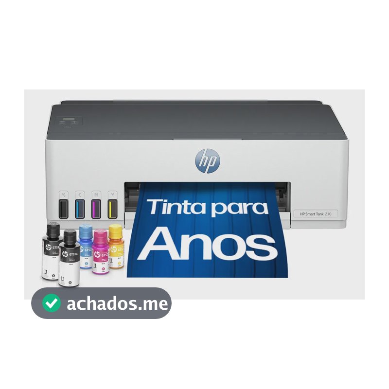 Impressora HP Smart Tank 210 com Tanque de Tinta Colorida - Com Wi-Fi - USB 2.0 de alta velocidade. Funções da impressora: Imprimir. Cor: ‎Branco (3D4L5A)