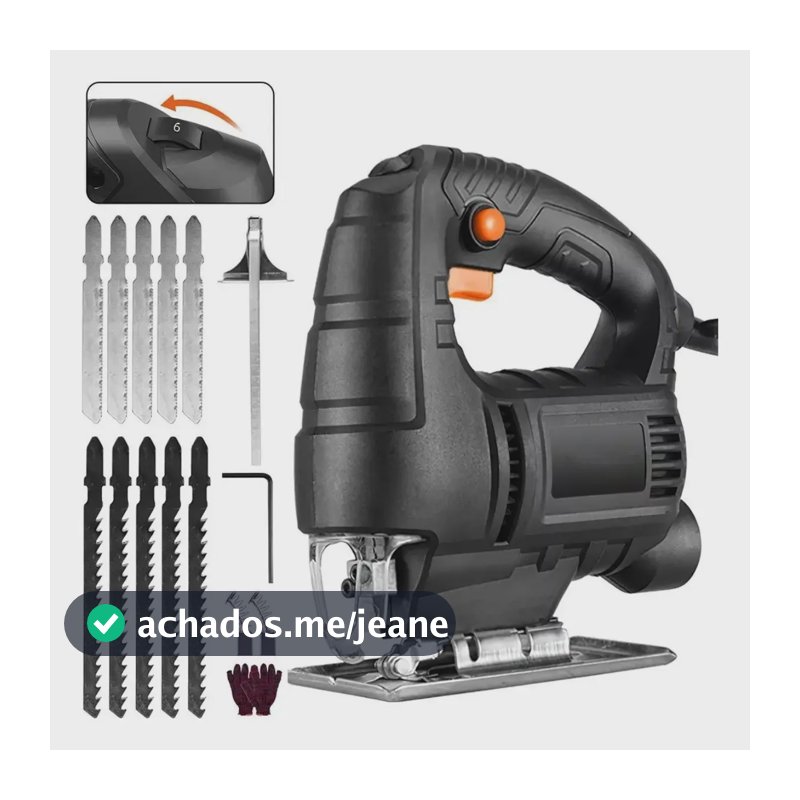 Kit Serra Tico Tico 780w + 10 Lâminas, Variável Profissiona, 3300rpm Com 5 Velocidades De Corte Ajustáveis, para marcenarias, carpintarias, tapeceiros, instaladores, faça você mesmo, entre outros.