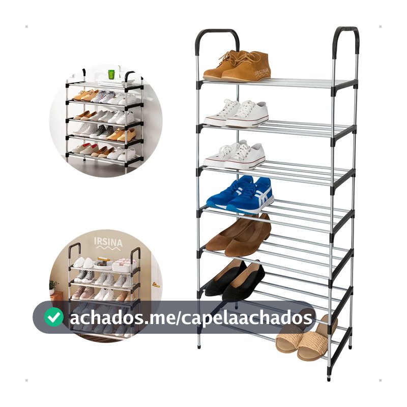 Sapateira Vertical IRSINA 7 Andares Aço Inox 21 Pares Cor Preto