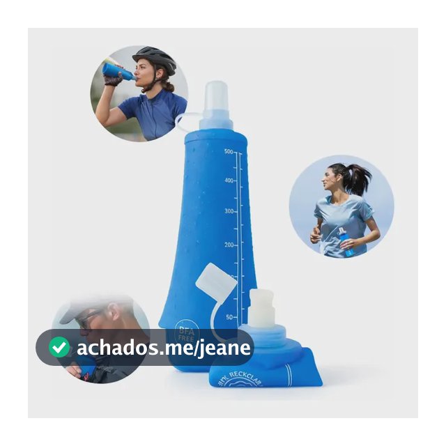 Garrafa De Água Dobrável Silicone Soft Squeeze Corrida 500ml Azul