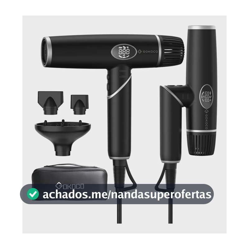 Secador De Cabelo Gd045 3em1 Portátil Dobrável 127v-220v Preto 127/220v
