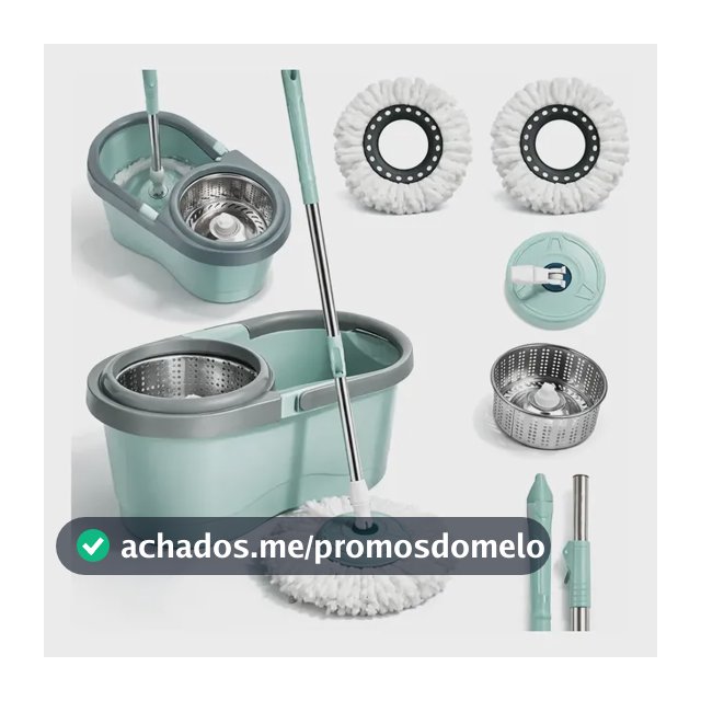Mop Giratório 8l Rodinhas Esfregão 130cm Cesto Inox C/ Refil