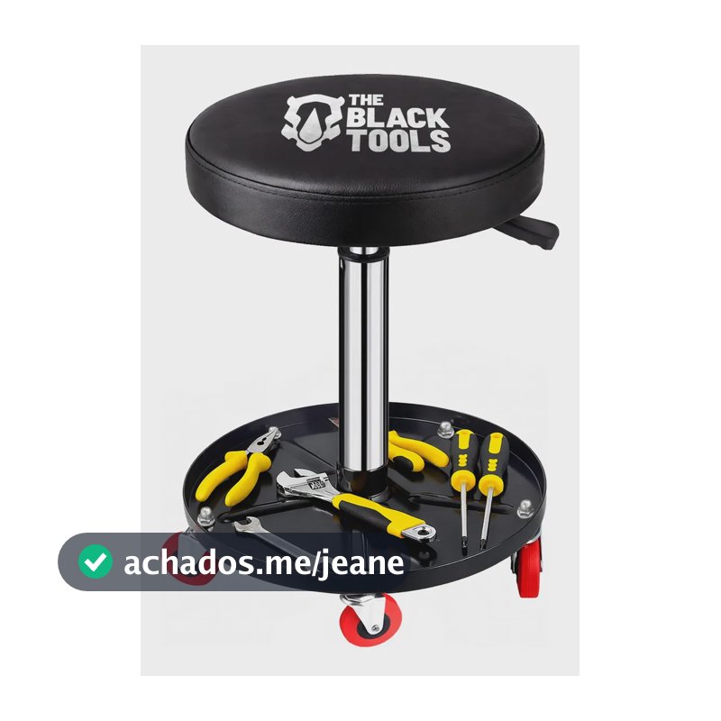 Banqueta Regulável Giratório C/bandeja The Black Tools Pintura Preta Preto